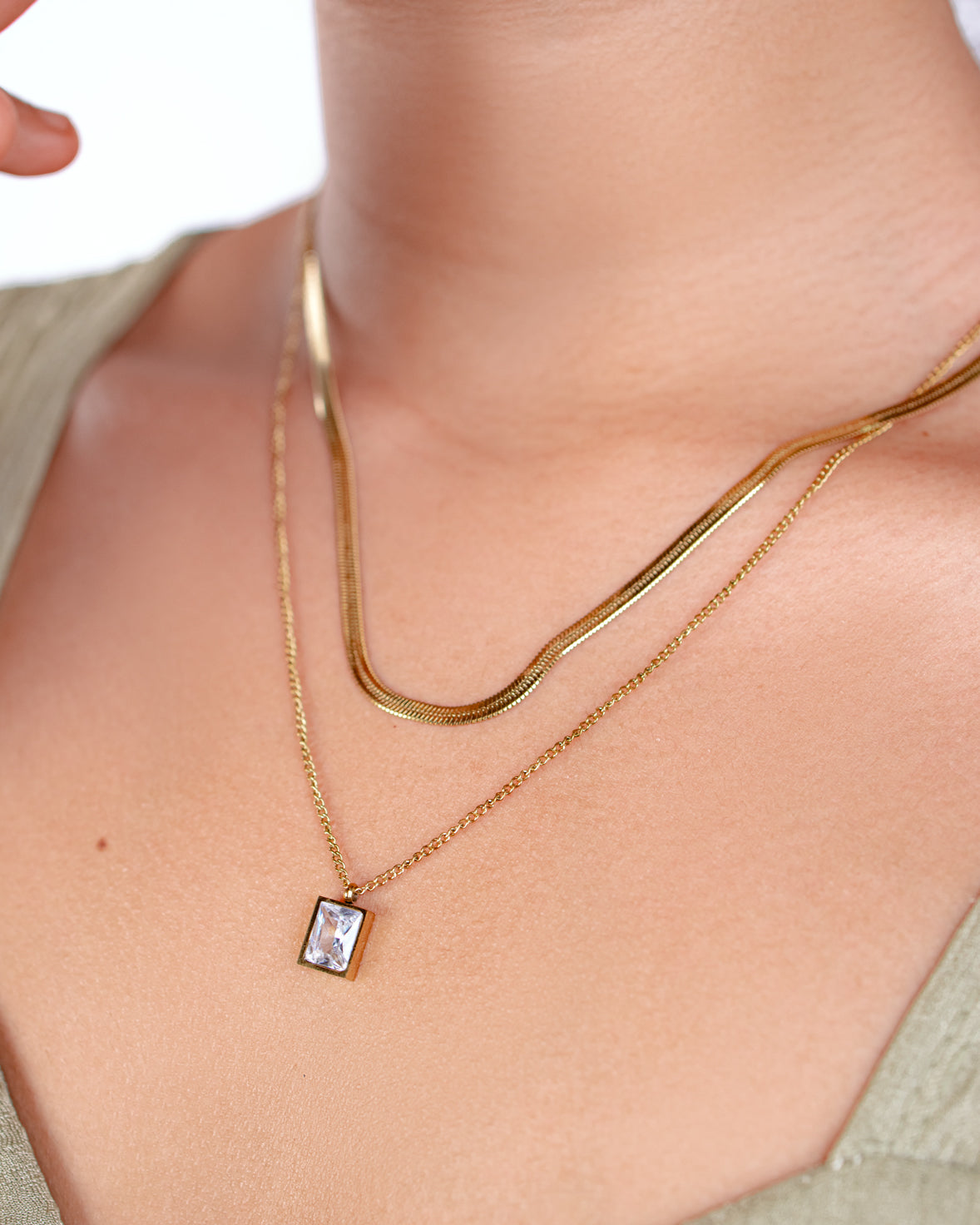 Double Layered Cubic Necklace