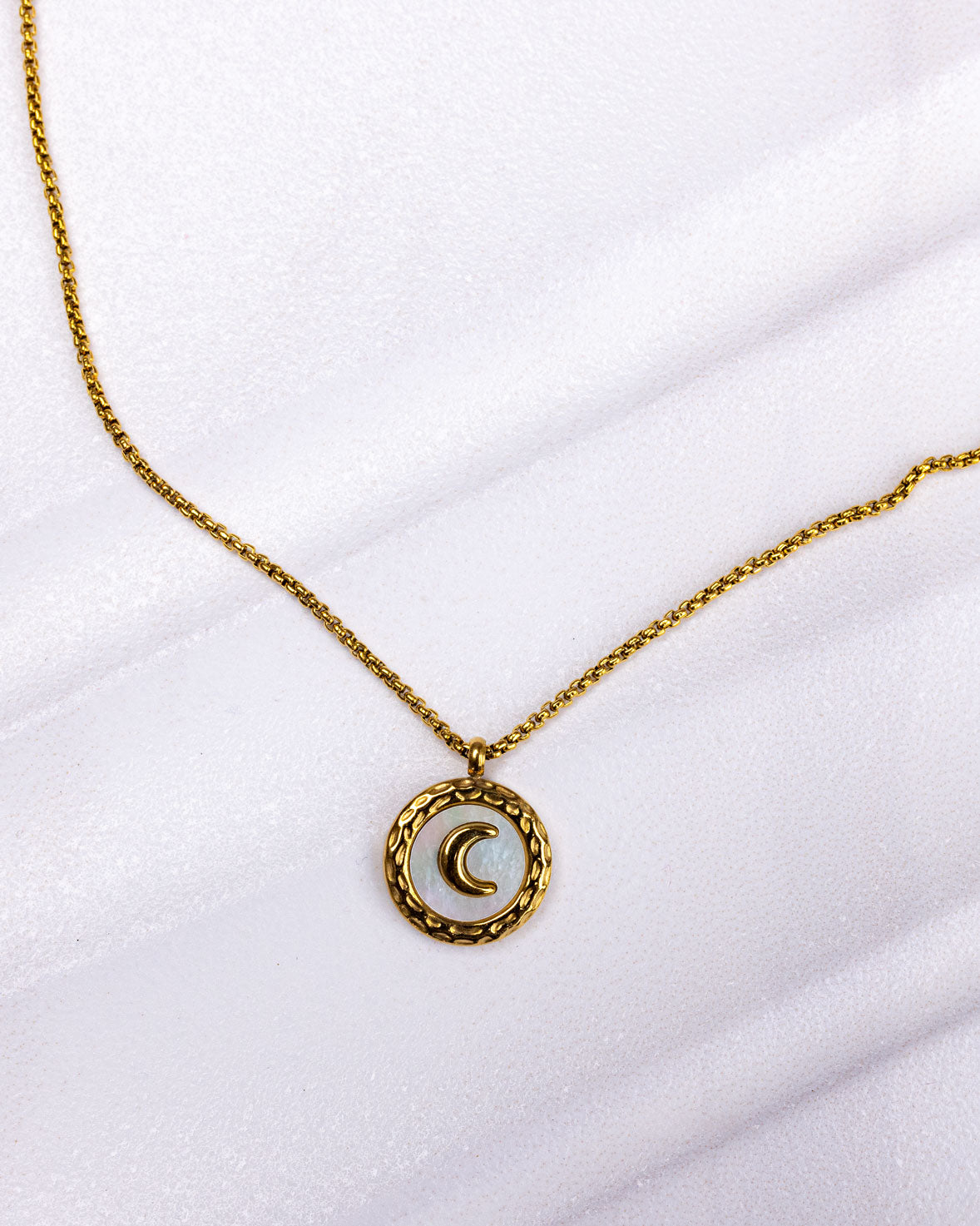 White Shell Moon Necklace