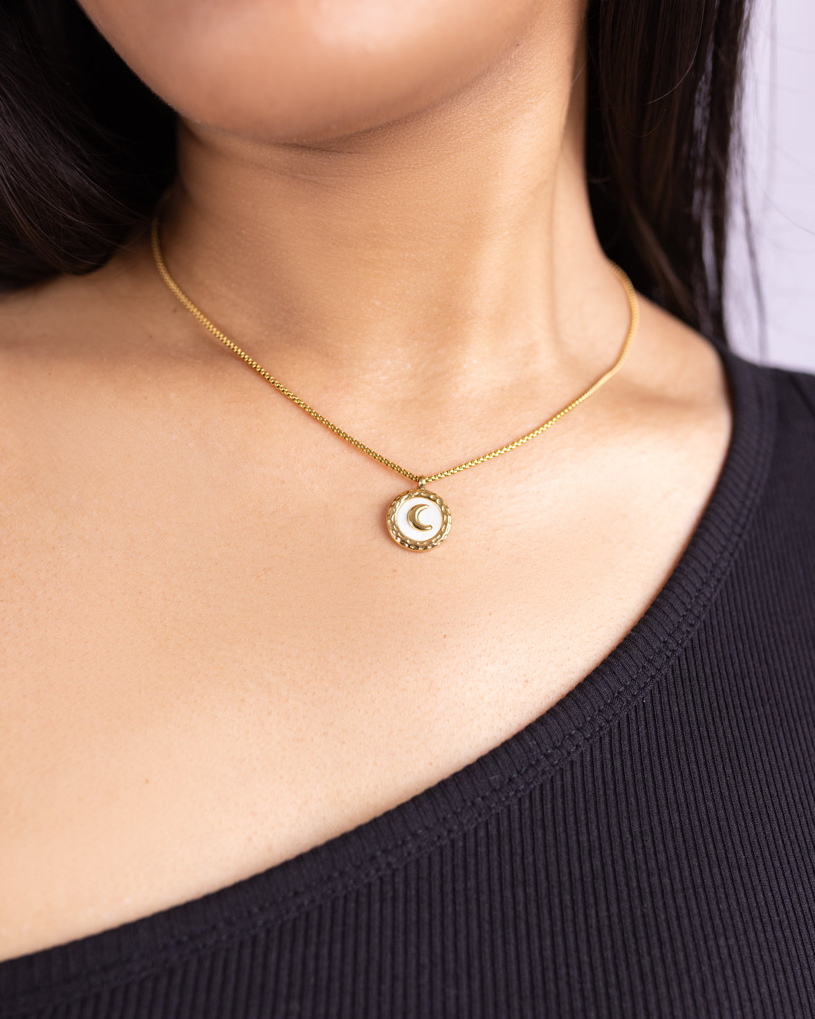 White Shell Moon Necklace