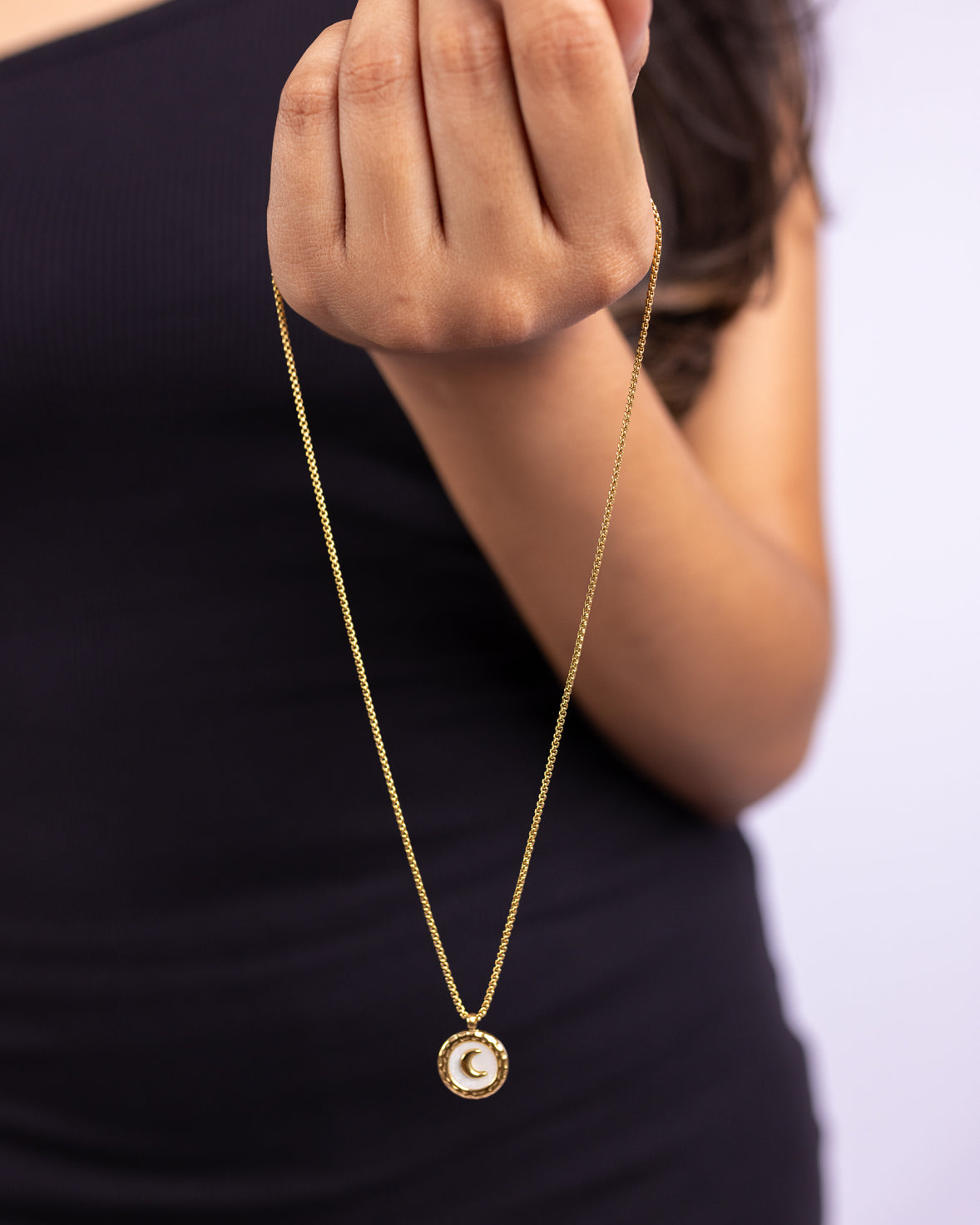 White Shell Moon Necklace