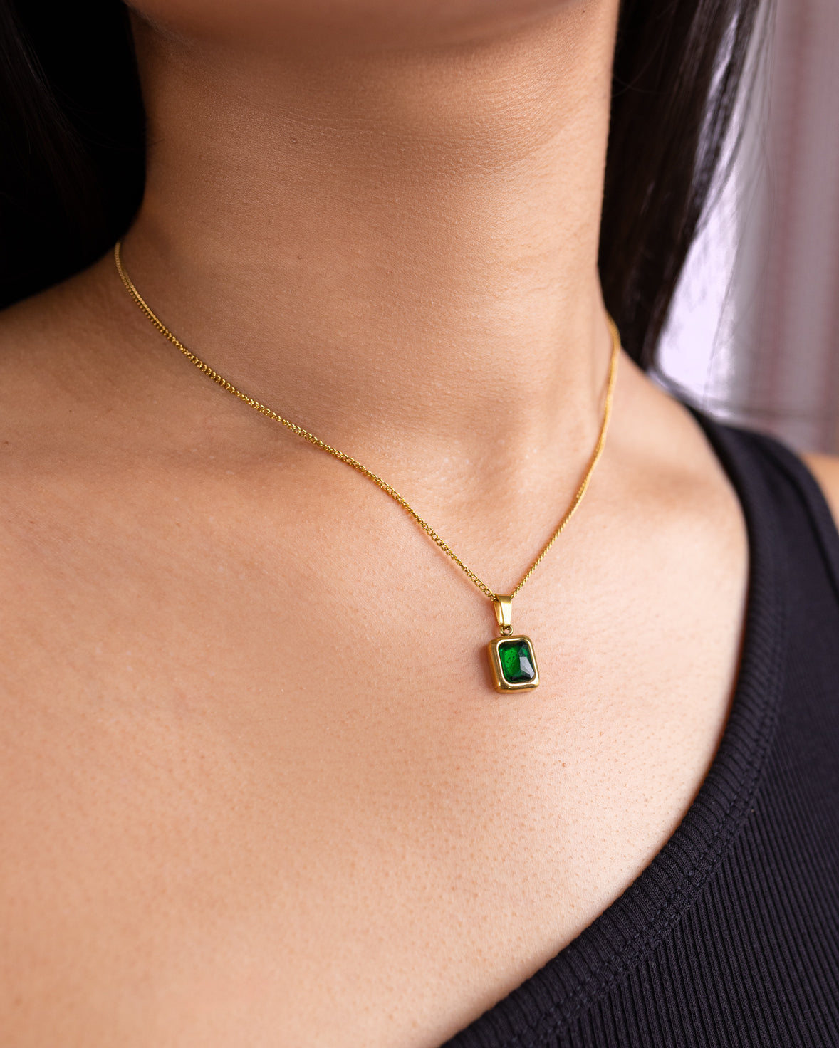 Simple Gemstone Pendant Necklace