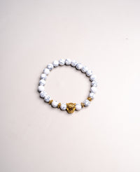 White Beaded Leopard Bracelet