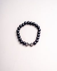 Black Bead Dumbbell Bracelet