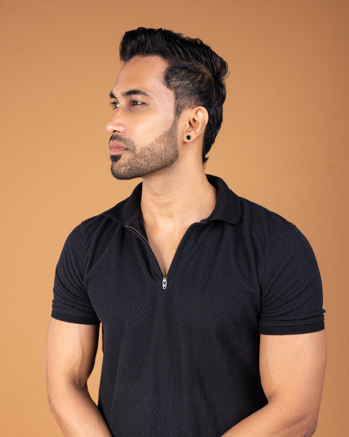 Magnetic Black Stud Earring