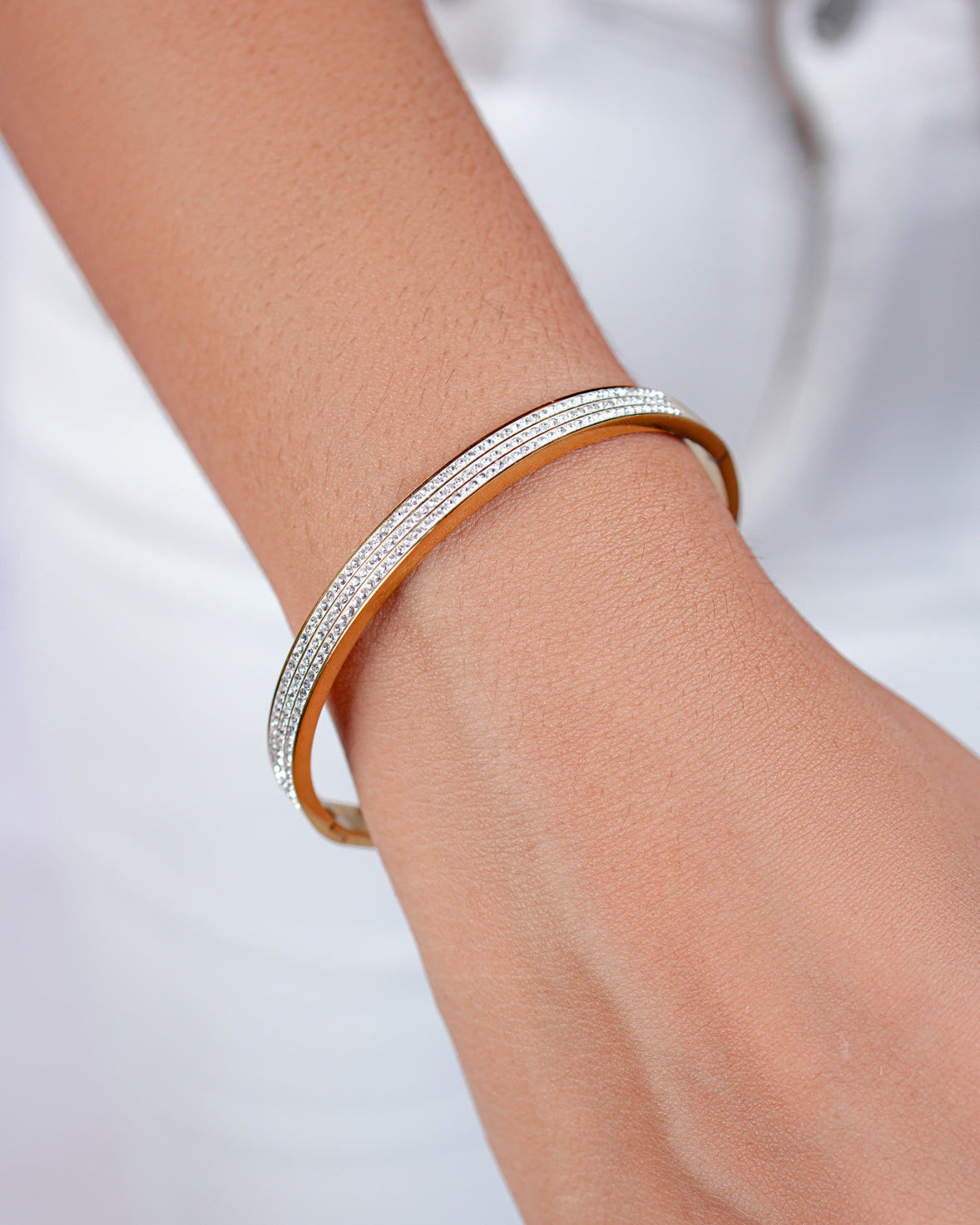 Rhinestone Charm Bangle
