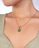 Green Water Drop Pendant Necklace