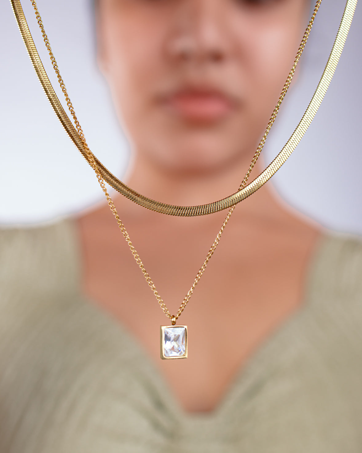 Double Layered Cubic Necklace