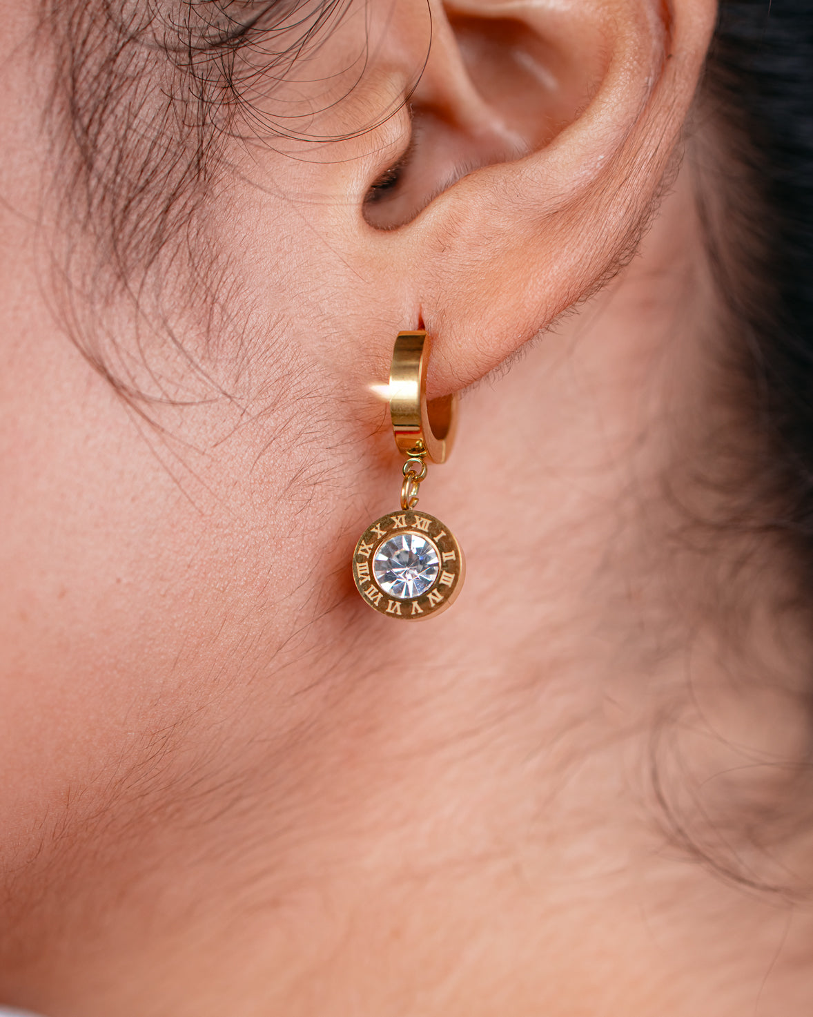 Cubic Roman Hoop Earrings