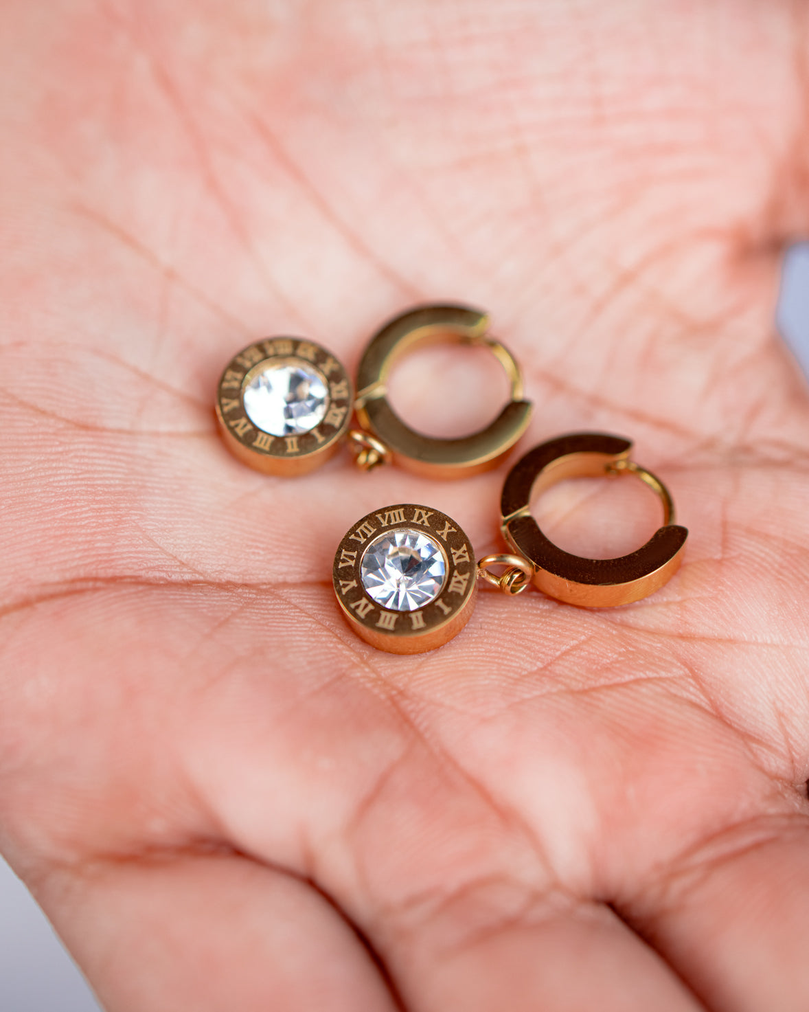 Cubic Roman Hoop Earrings