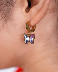 Purple Butterfly Hoop Earrings
