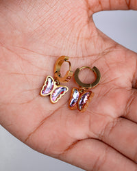 Purple Butterfly Hoop Earrings