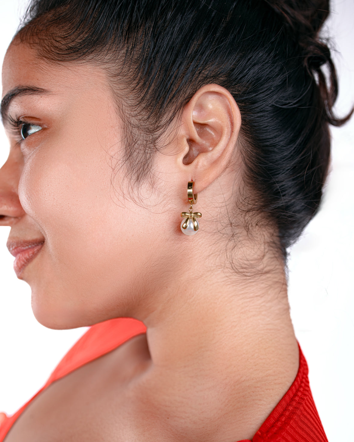 Pearl Charm Hoop Earrings