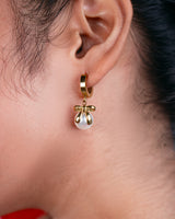 Pearl Charm Hoop Earrings