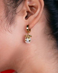Pearl Charm Hoop Earrings