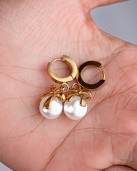 Pearl Charm Hoop Earrings