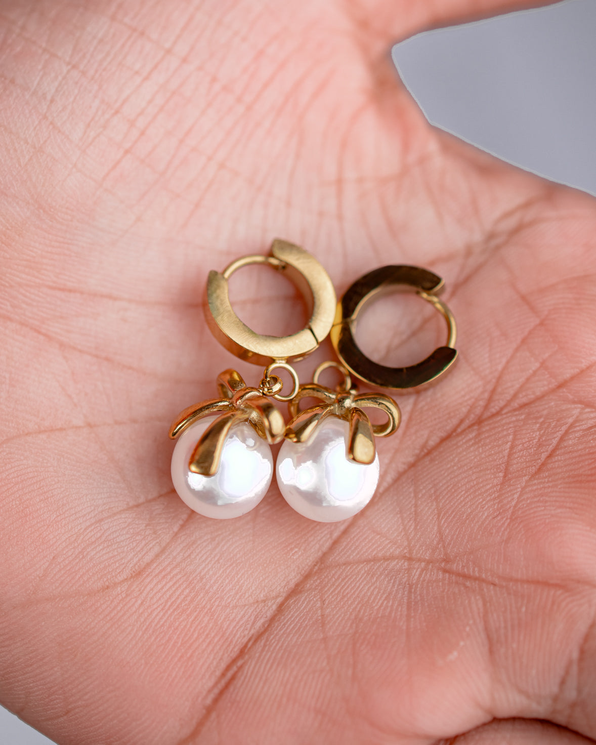 Pearl Charm Hoop Earrings