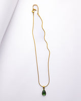 Green Water Drop Pendant Necklace