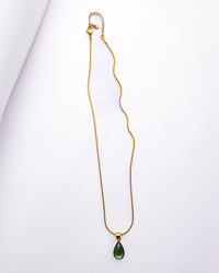 Green Water Drop Pendant Necklace