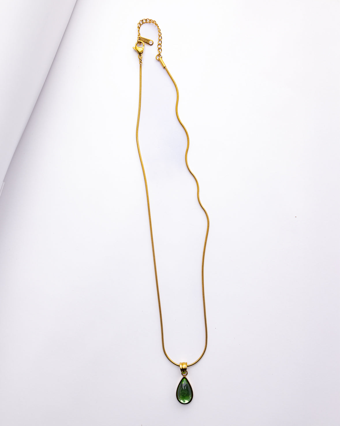 Green Water Drop Pendant Necklace