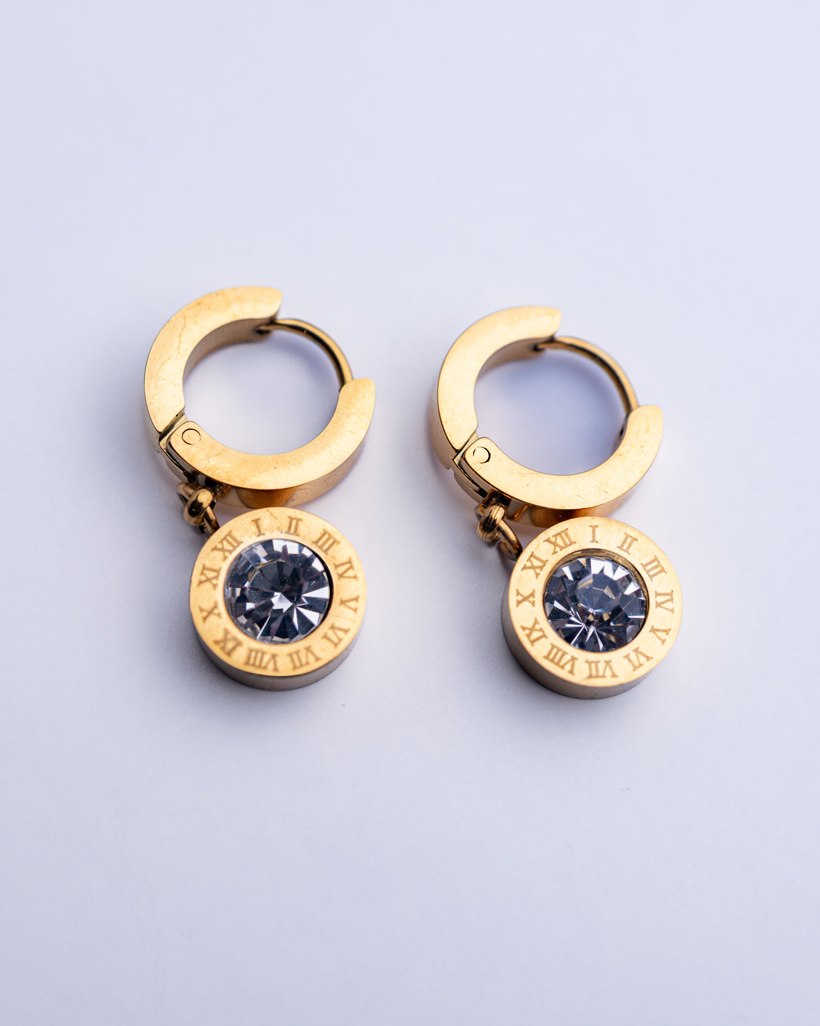 Cubic Roman Hoop Earrings