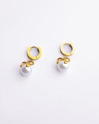 Pearl Charm Hoop Earrings