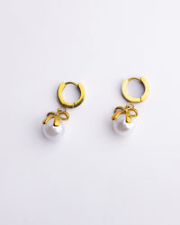 Pearl Charm Hoop Earrings