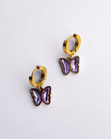 Purple Butterfly Hoop Earrings