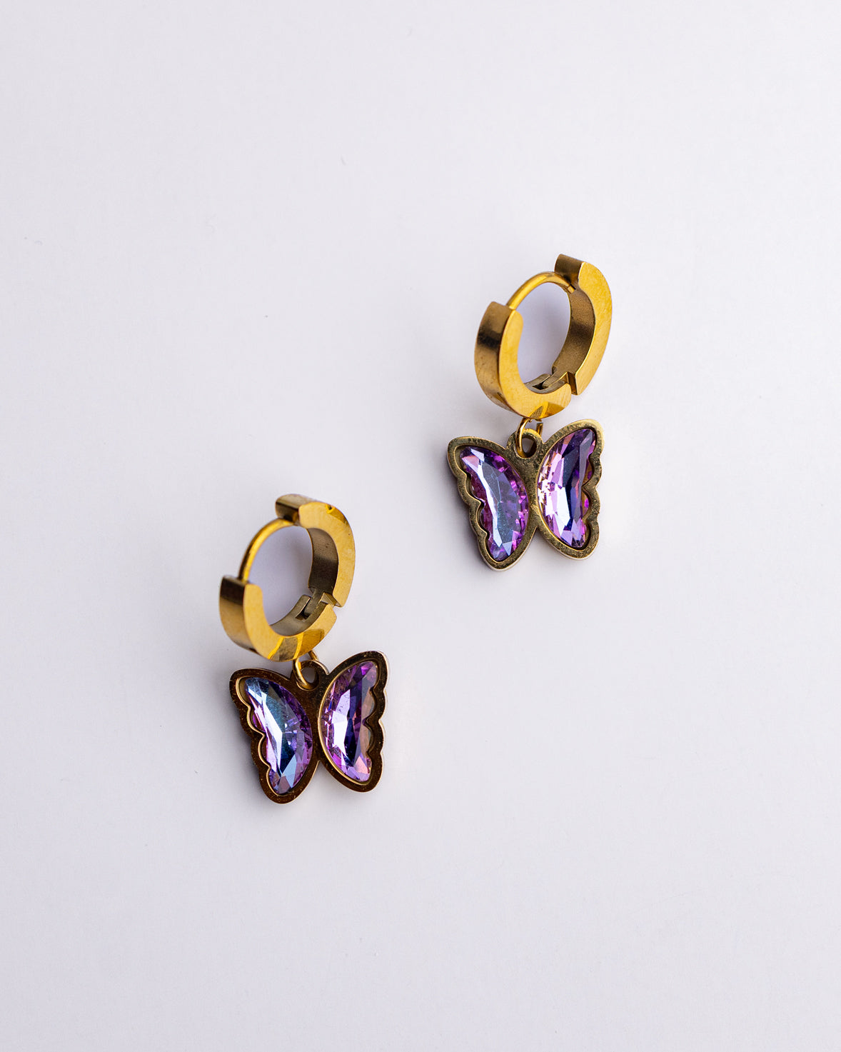 Purple Butterfly Hoop Earrings