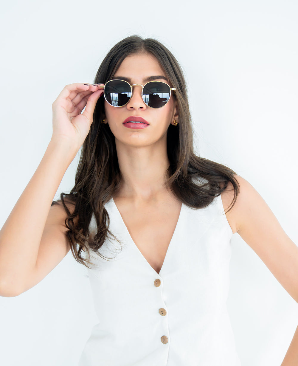 Metal Frame Round Fashion Glasses