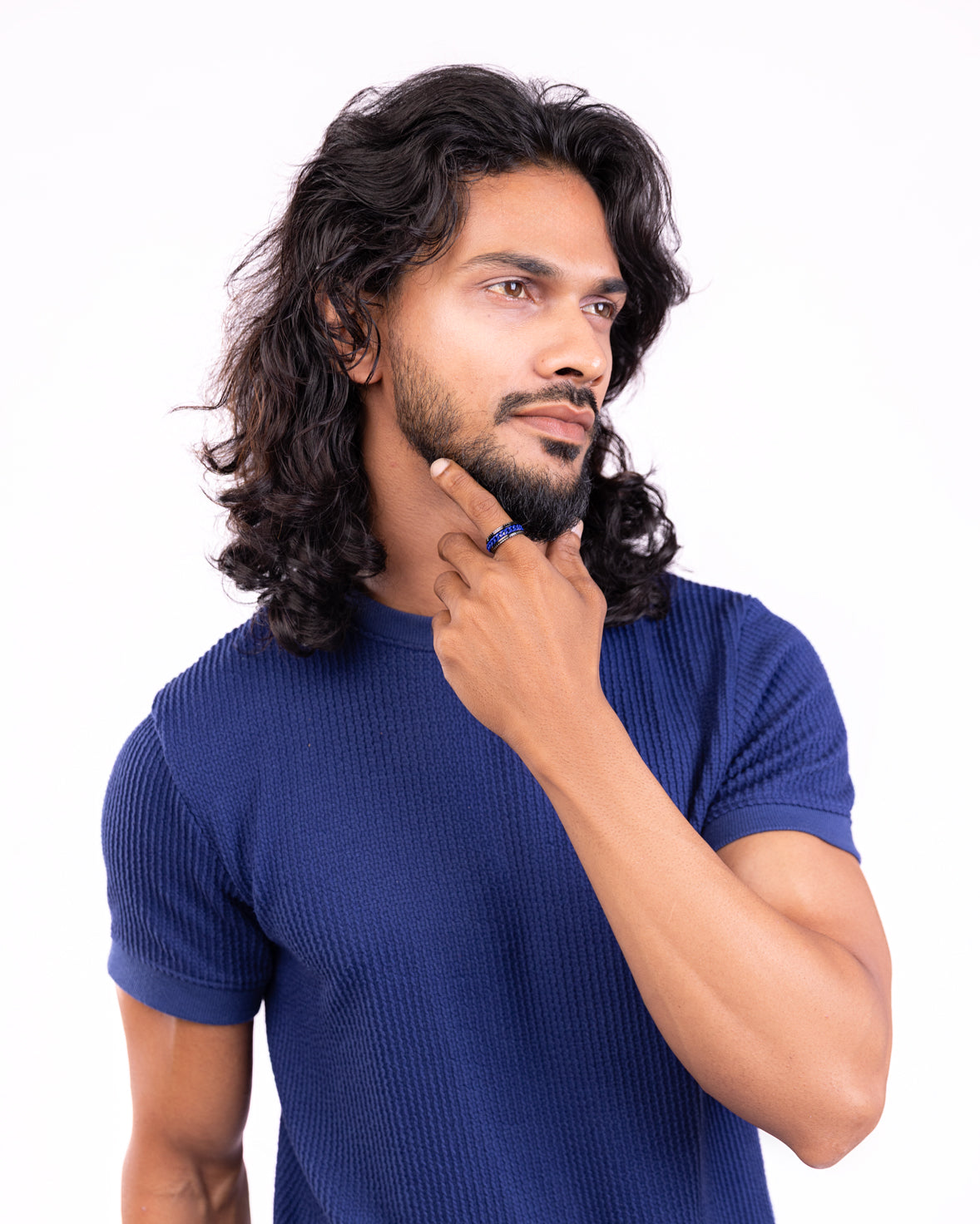 Men's Blue Braided Ring