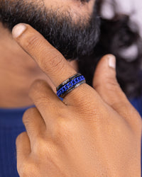 Men's Blue Braided Ring