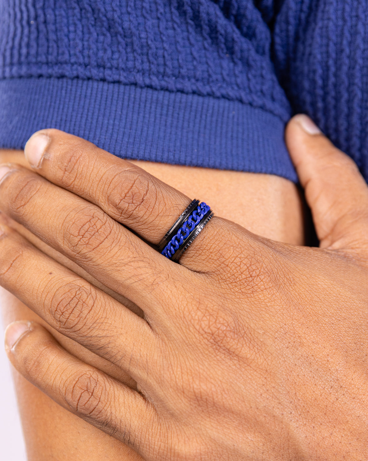 Men's Blue Braided Ring
