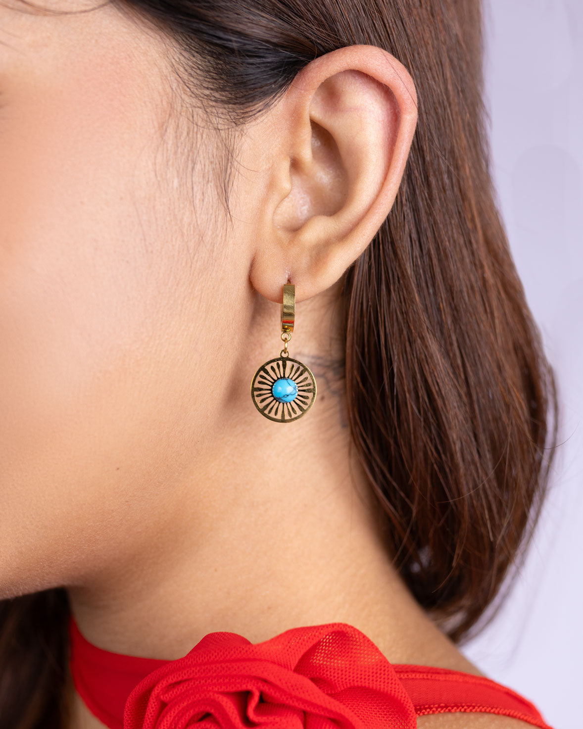 Turquoise Round Hoop Earrings