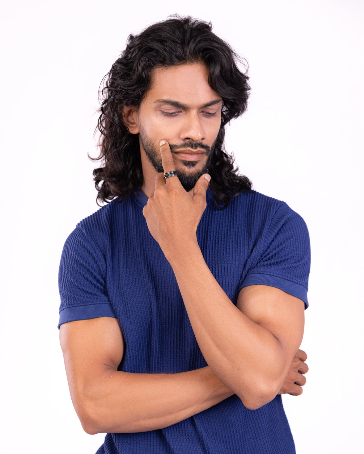 Men's Black Braided Ring