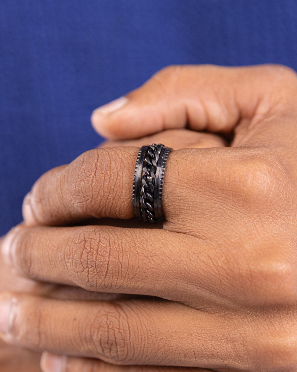 Men's Black Braided Ring