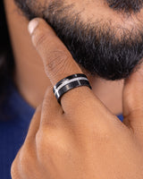 Minimalistic Frosted Black Ring
