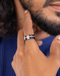 Minimalistic Frosted Black Ring