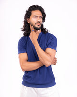 Men's Textured Blue Ring