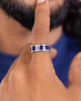 Men's Textured Blue Ring