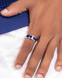 Men's Textured Blue Ring