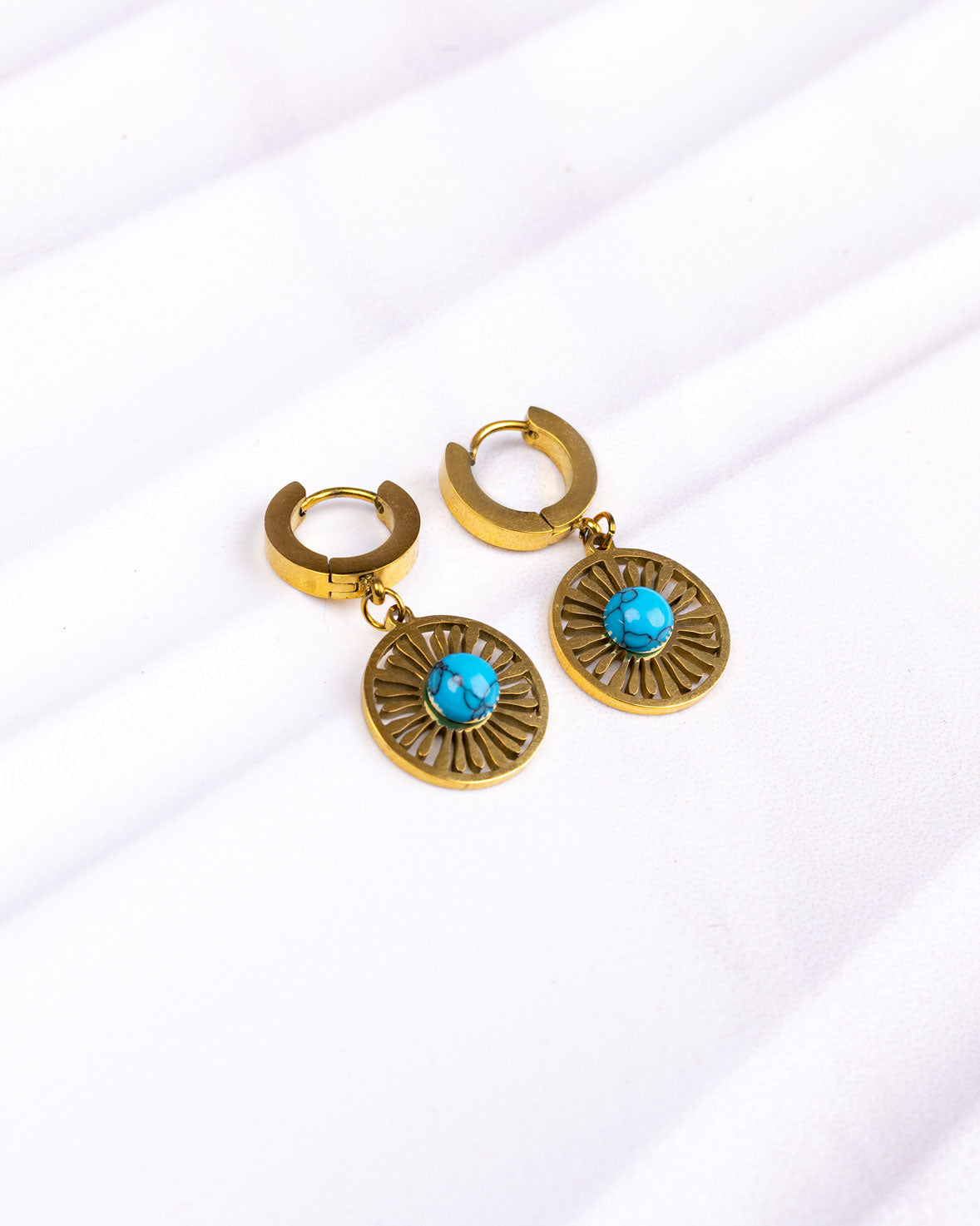 Turquoise Round Hoop Earrings