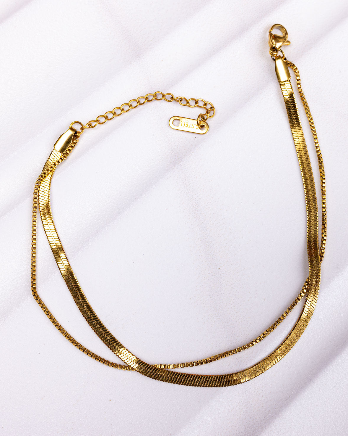 Minimalistic Solid Layered Anklet