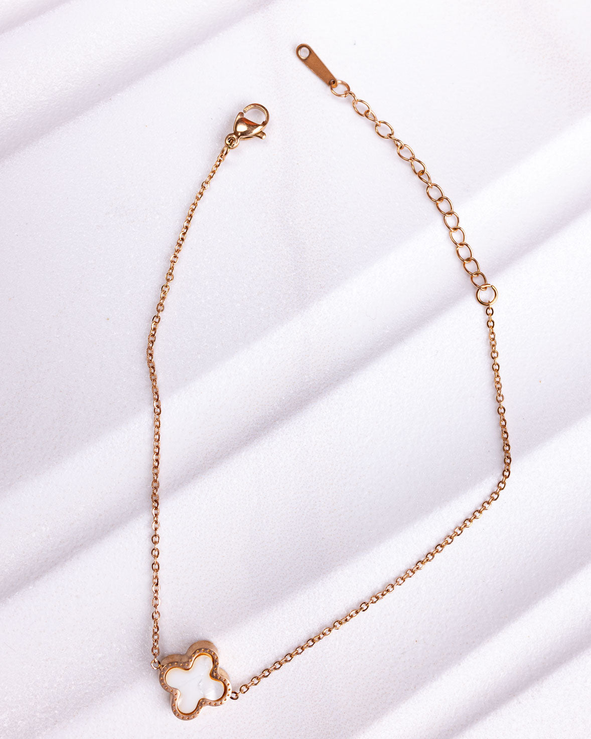 Double Sided Clover Anklet (Rose Gold)