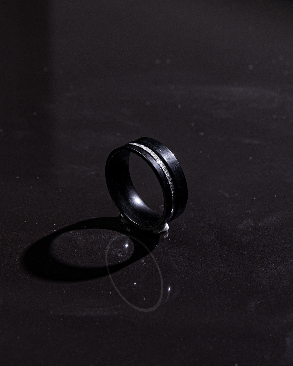 Minimalistic Frosted Black Ring