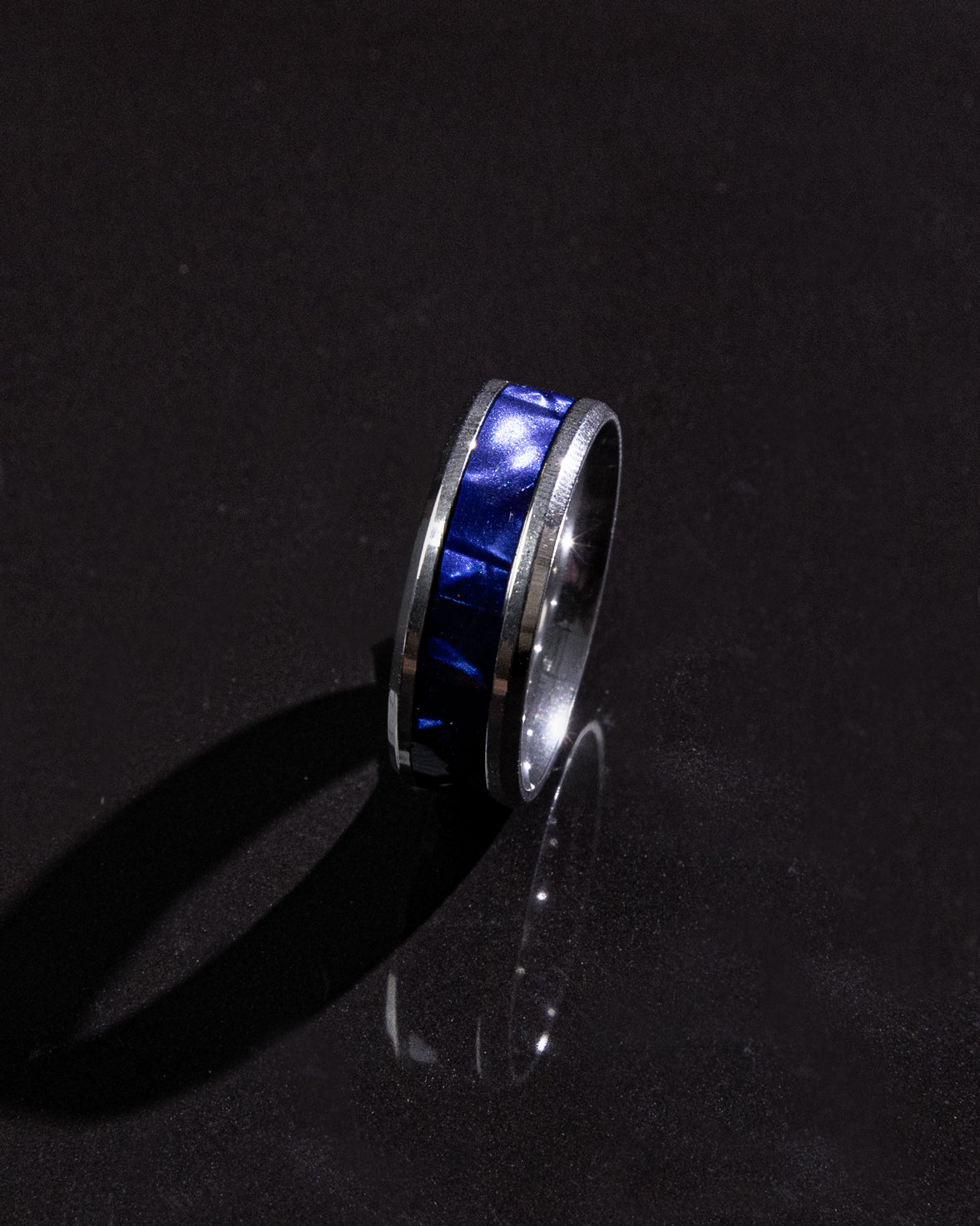 Men's Textured Blue Ring