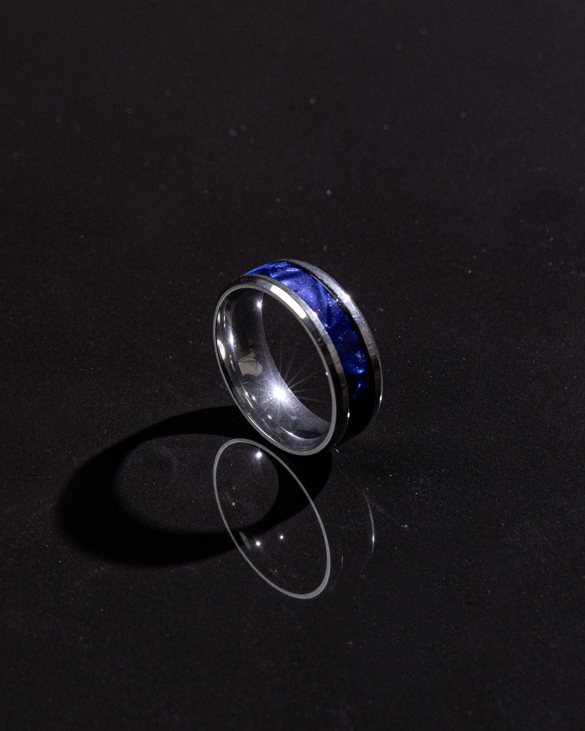 Men's Textured Blue Ring