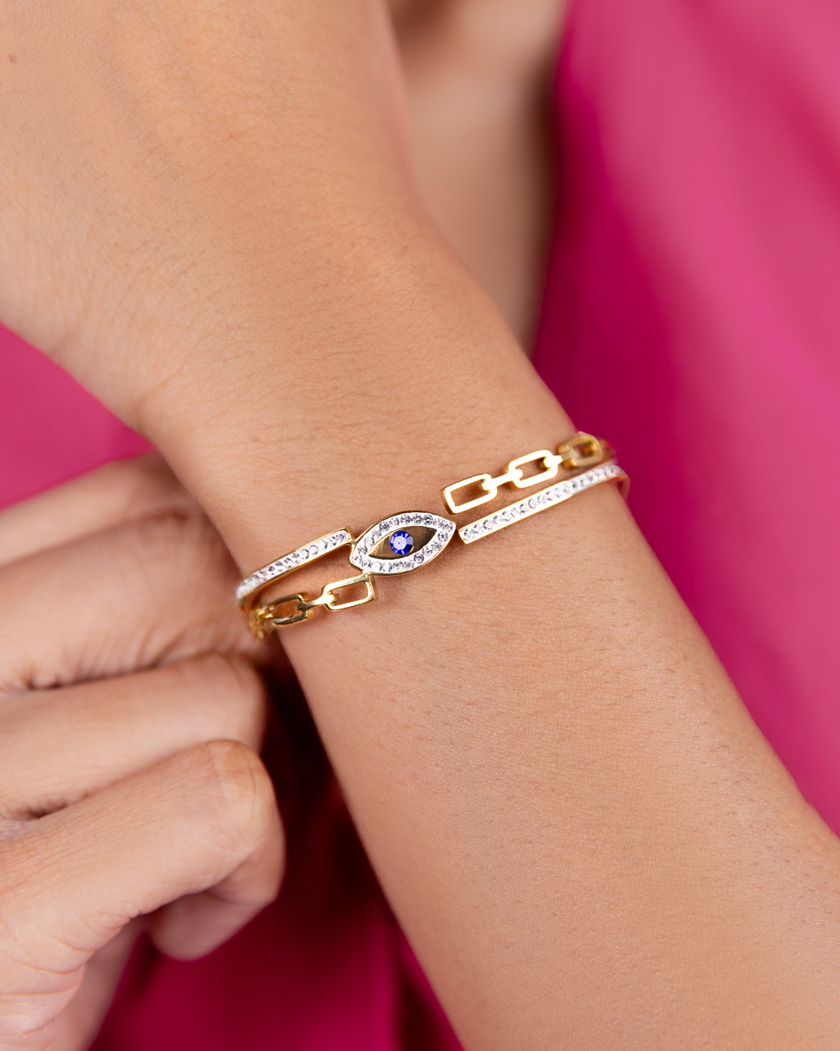 Rhinestone Evil-Eye Bangle