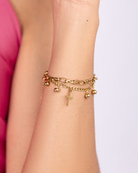 Layered Cross Charm Bracelet