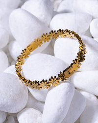 Stoned Flower Charm Bangle