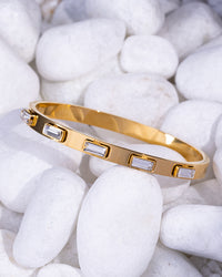 White Cubic Stone Bangle